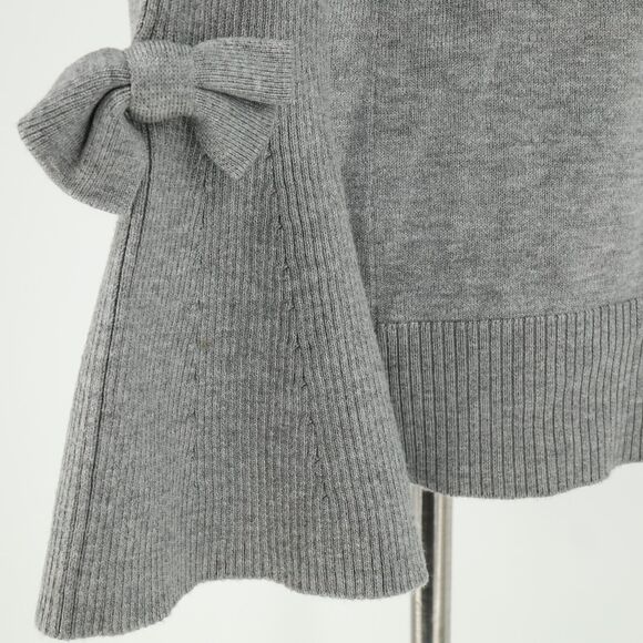 Karl Lagerfled Sweater Womens Small Gray Bell Sleeves Bows Cold Shoulder - Picture 10 of 14